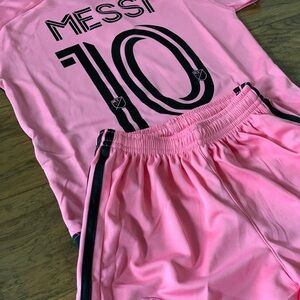 Lionel Messi Boys Large Youth 10-11 Soccer Jersey Kit Size 28 2 piece set